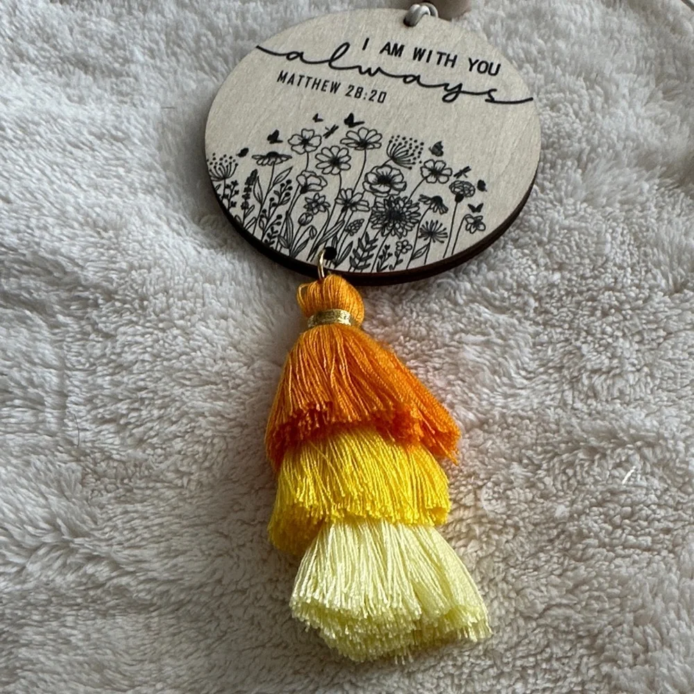 Inspirational Scripture Rear View Mirror Hanging Daily Inspiration with Tassels